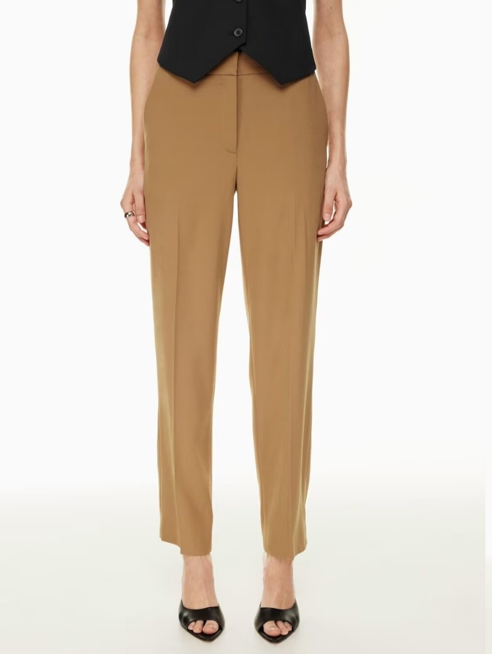 Aritzia Camel Brown Straight-Leg Dress Pants